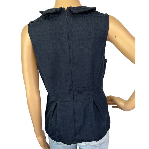 2/$30 J. Crew Jacquard Peter Pan Peplum Top Navy Blue Sleeveless 06352 Size 6 - Picture 5 of 11